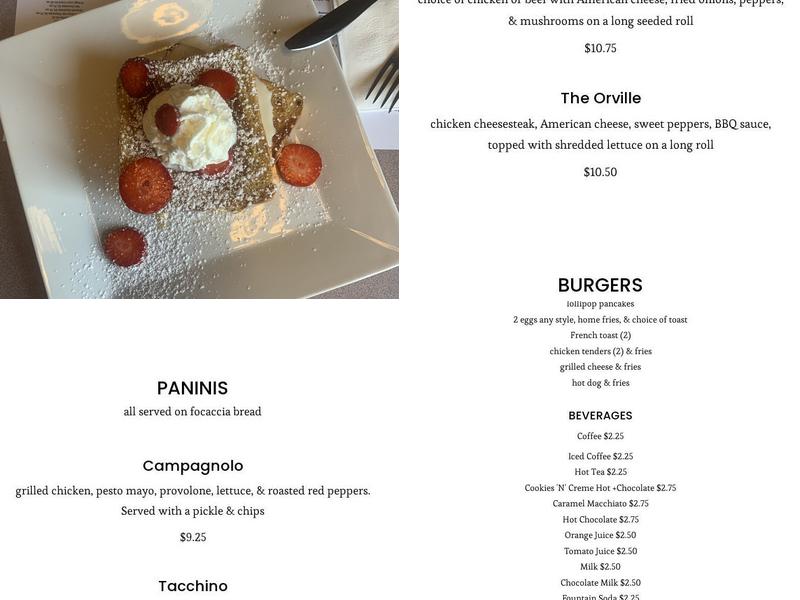 Runway Cafe Menu