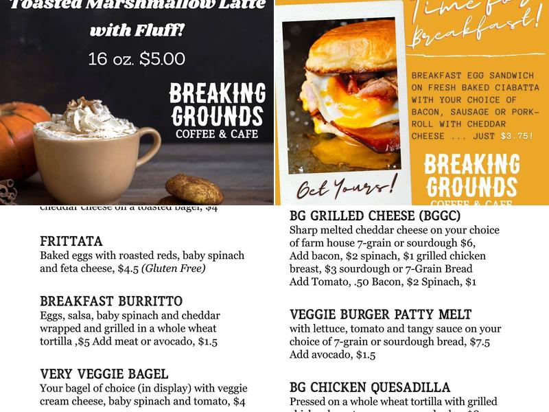 Breaking Grounds Coffee & Cafe Menu