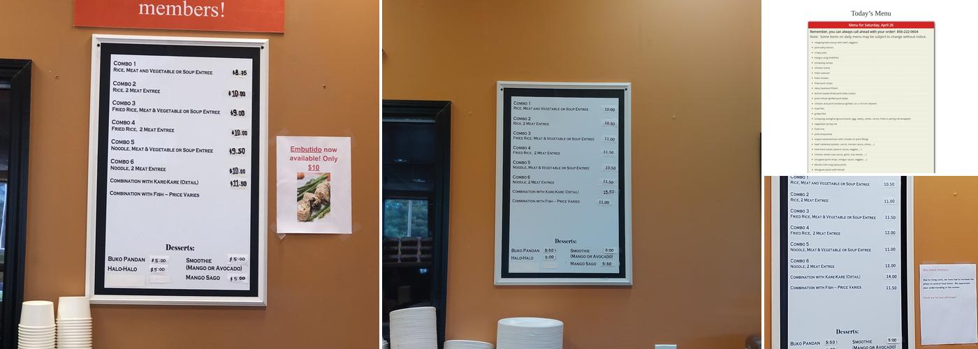 Manila Cafe & Asian Mart Menu