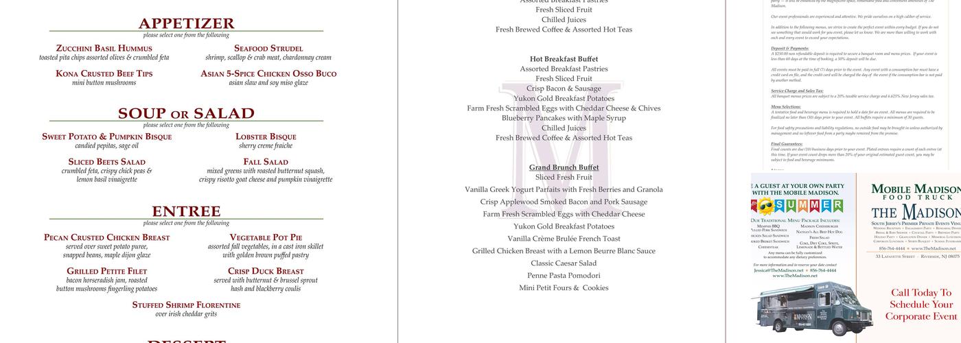 The Madison Menu