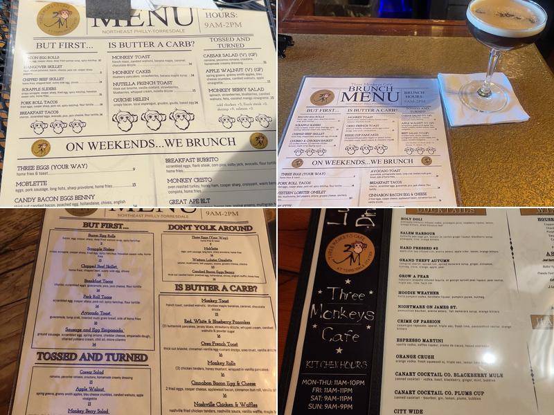 Three Monkeys Cafe Menu