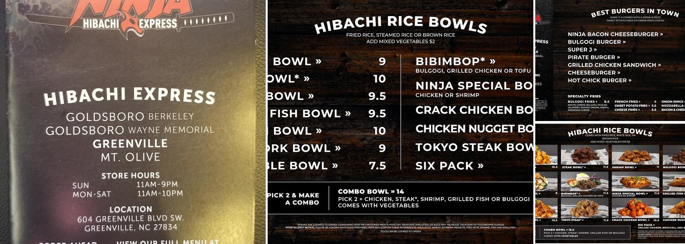 Ninja Hibachi Express Menu
