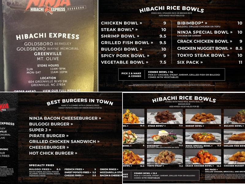 Ninja Hibachi Express Menu