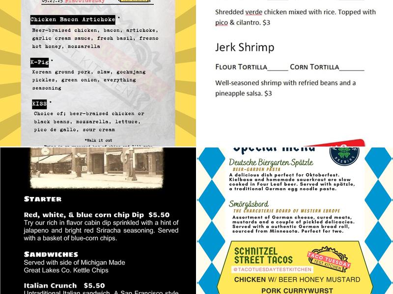 Four Leaf Brewing Menu