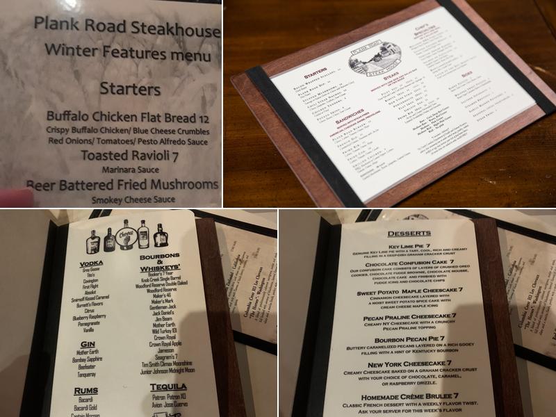 Plank Road Steak House Menu