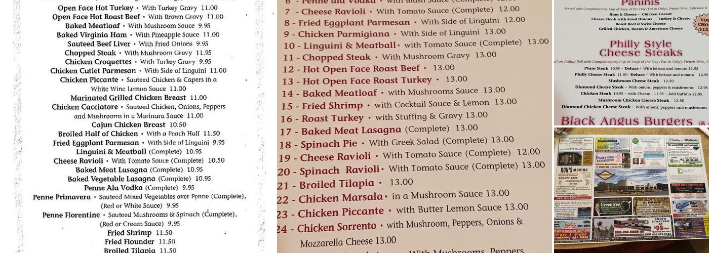 Diamond Diner Menu