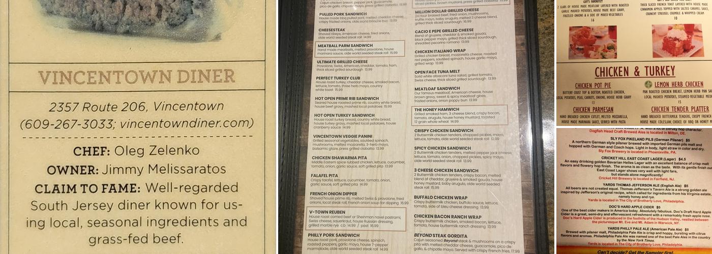 Vincentown Diner Menu