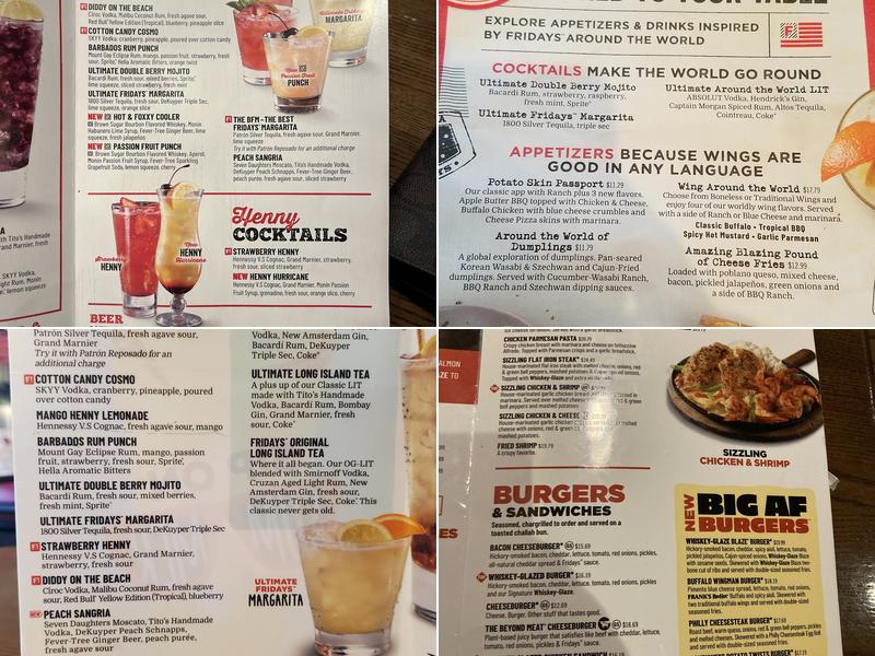 TGI Fridays Menu