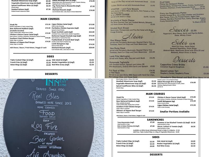 Fintry Inn Menu