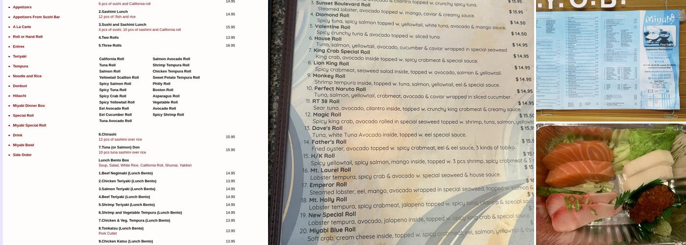 Miyabi Restaurant Menu