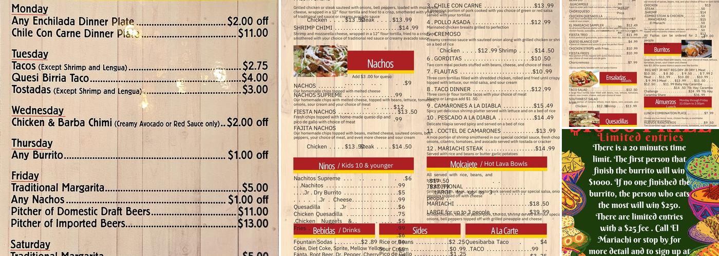 El Mariachi Mexican Grill & Bar Menu