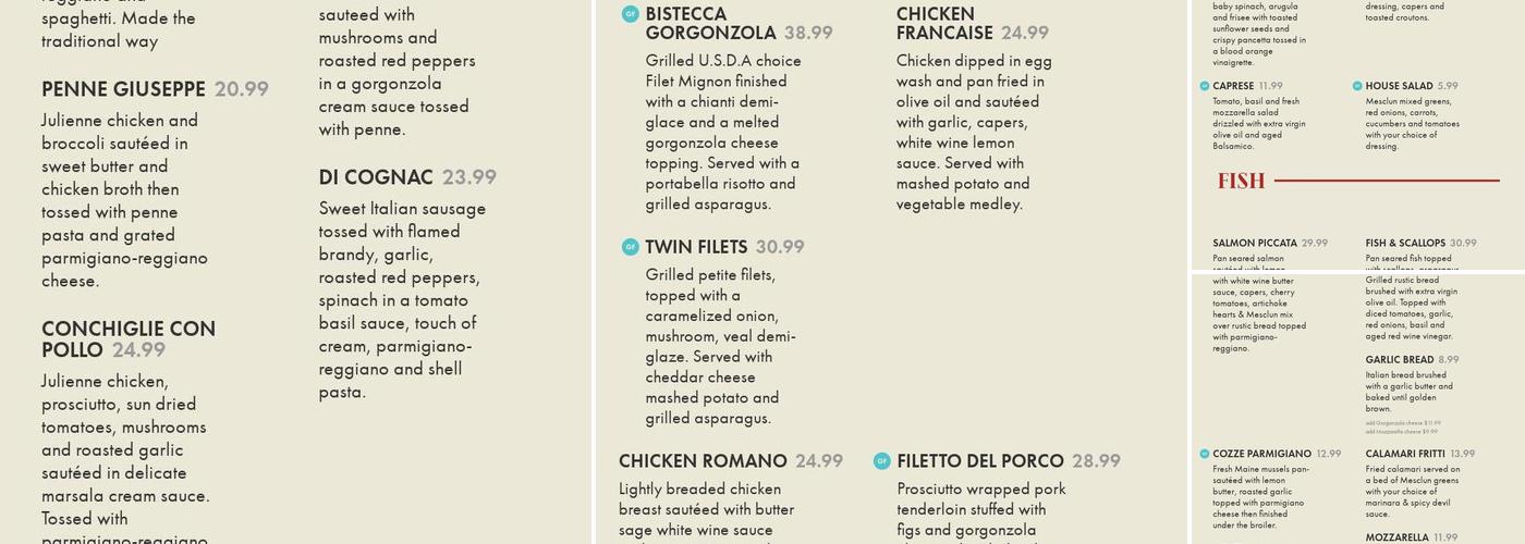 Mulino’s Menu
