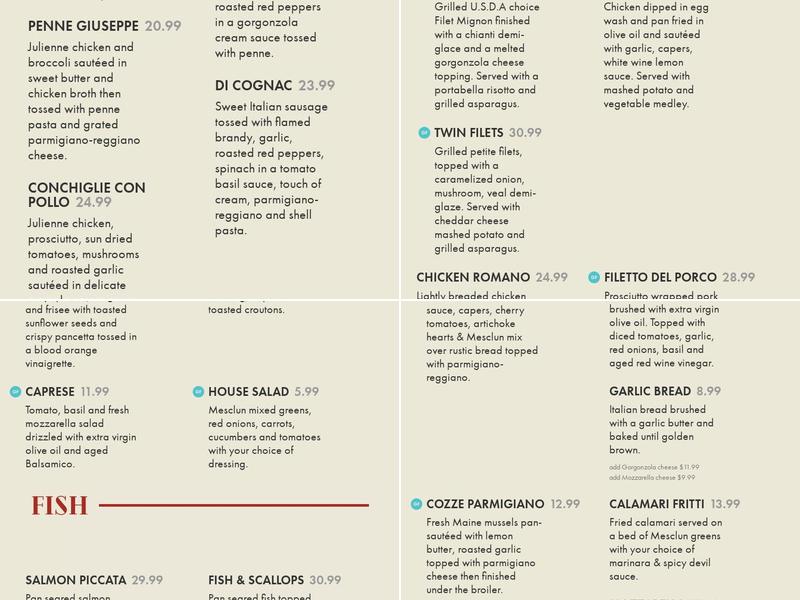 Mulino’s Menu