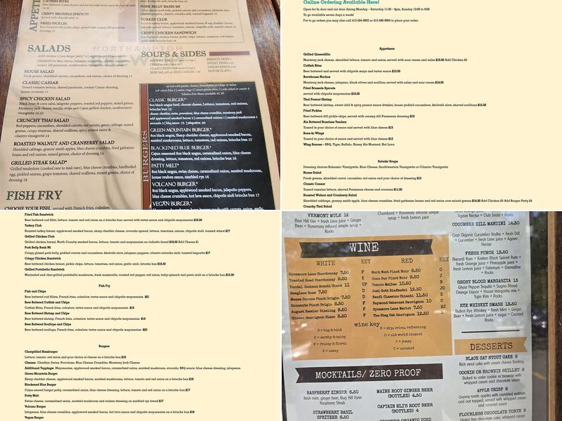 Northampton Brewery Menu