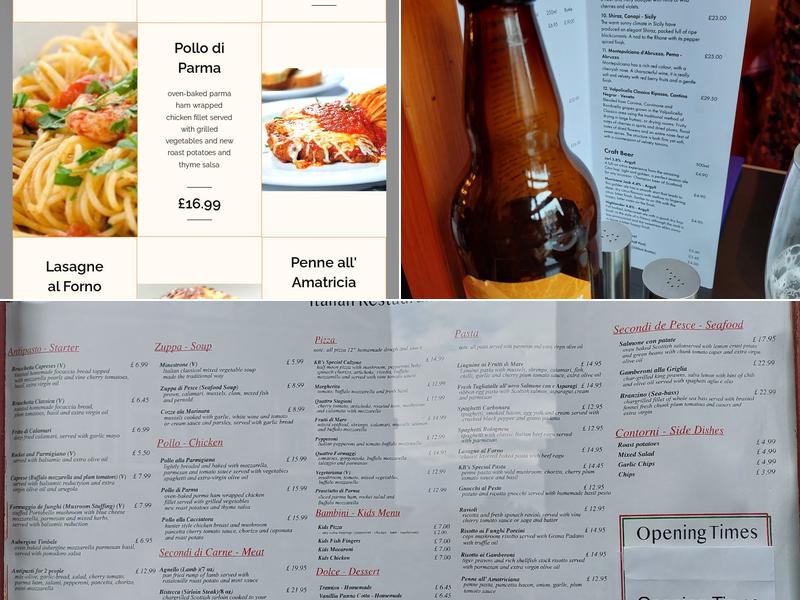 KB's Italian Restaurant Menu