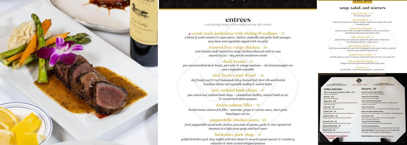 Chef Fredy's Table Menu