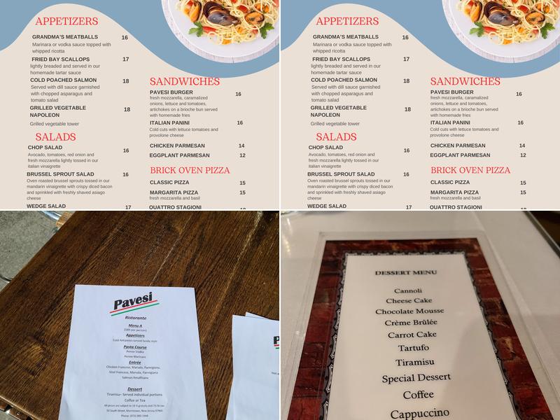 Pavesi restaurant Menu