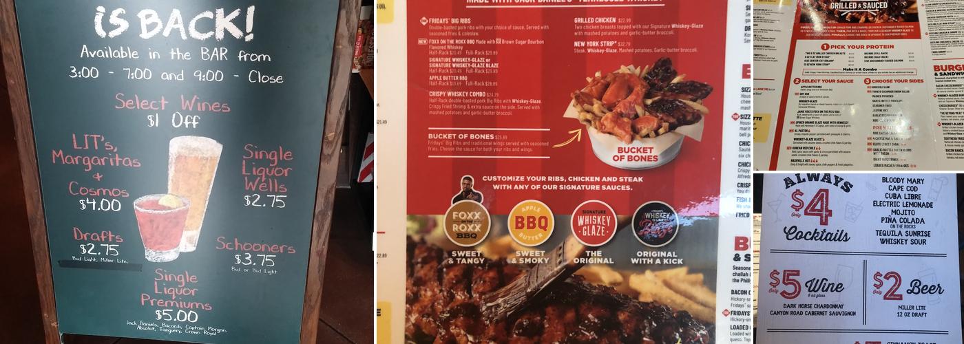 TGI Fridays Menu