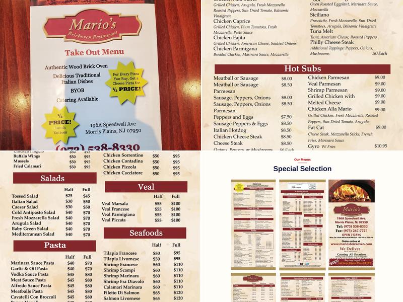 Mario's Brickoven & Restaurant Menu