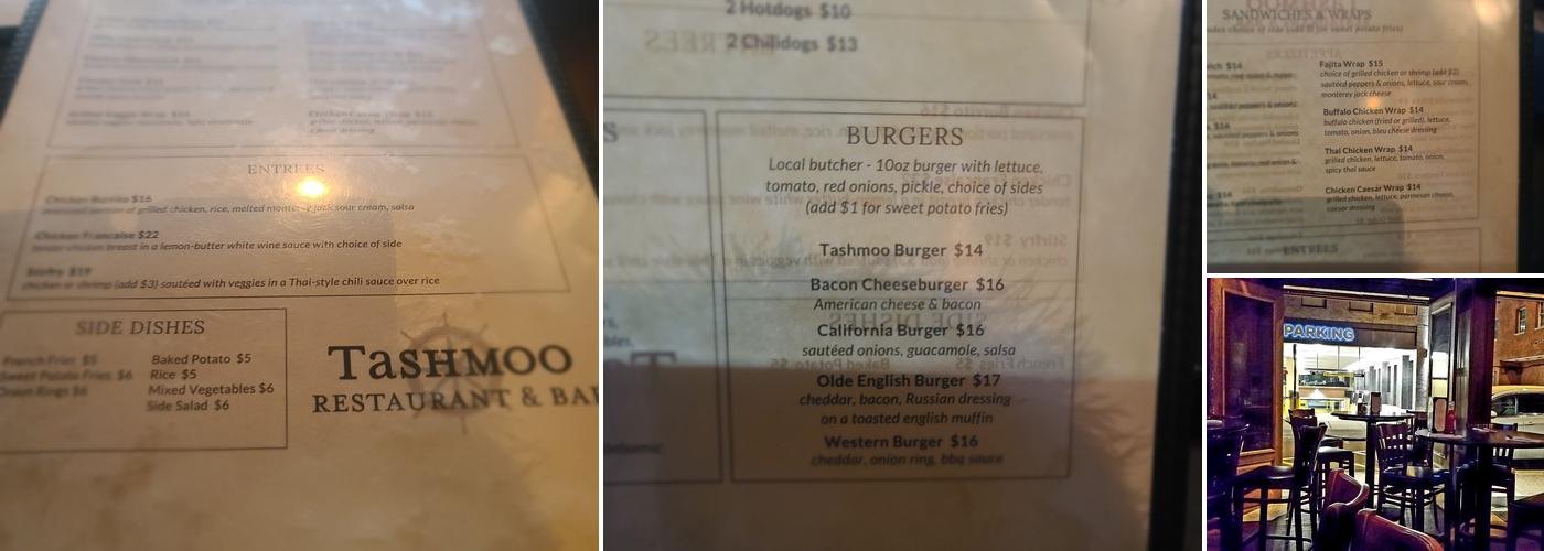 Tashmoo Restaurant & Bar Menu
