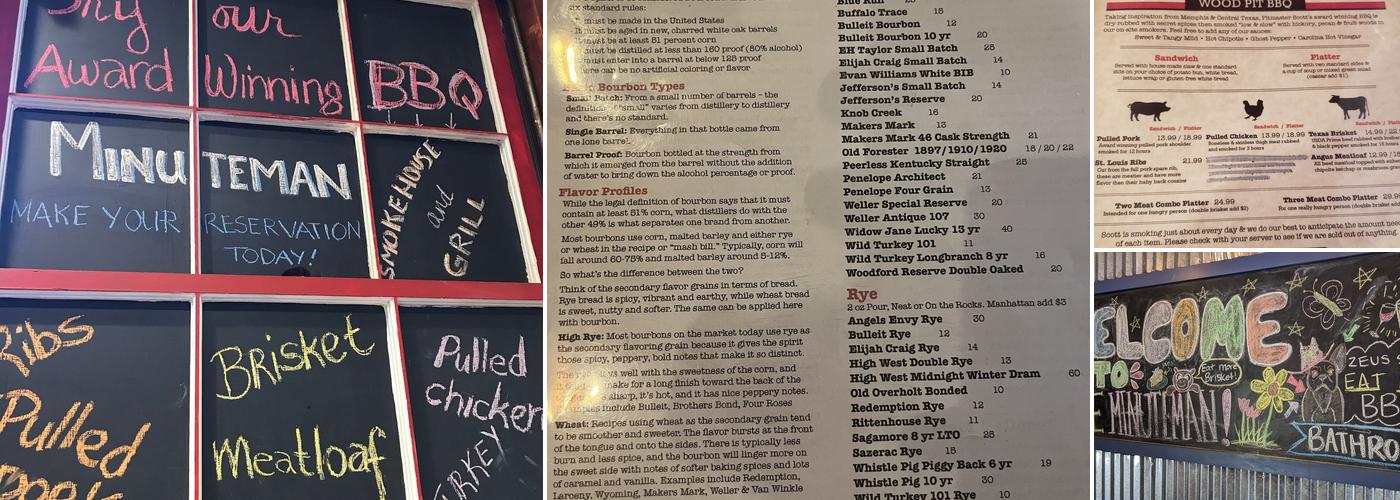 Minuteman Whiskey Bar & BBQ Menu