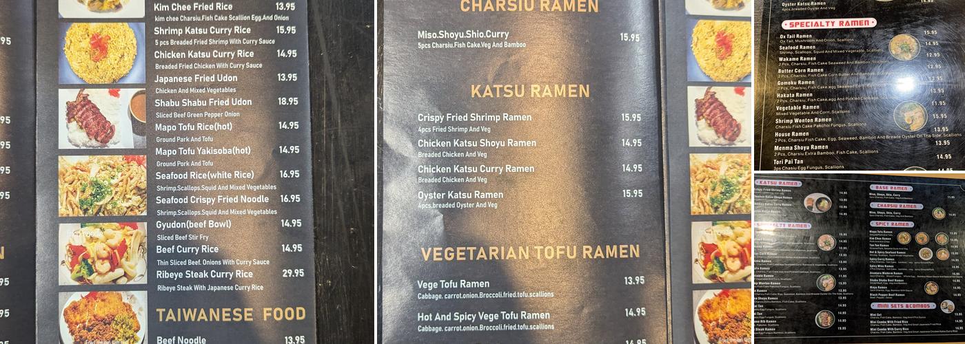 Rai Rai Ramen Menu