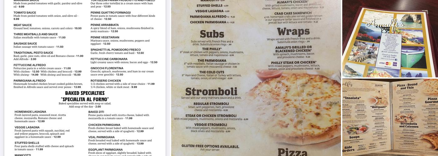 Amalfis italian restaurant and pizzeria Menu