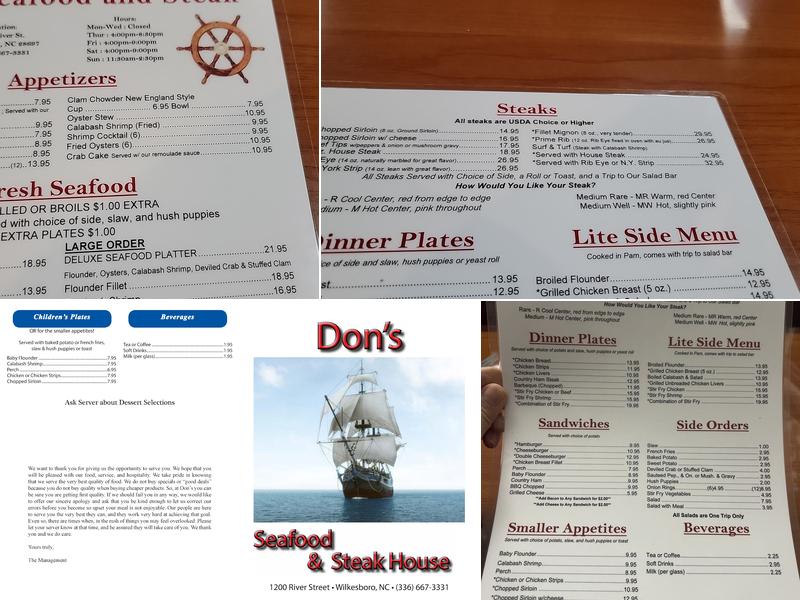 Don's Seafood & Steak House Menu