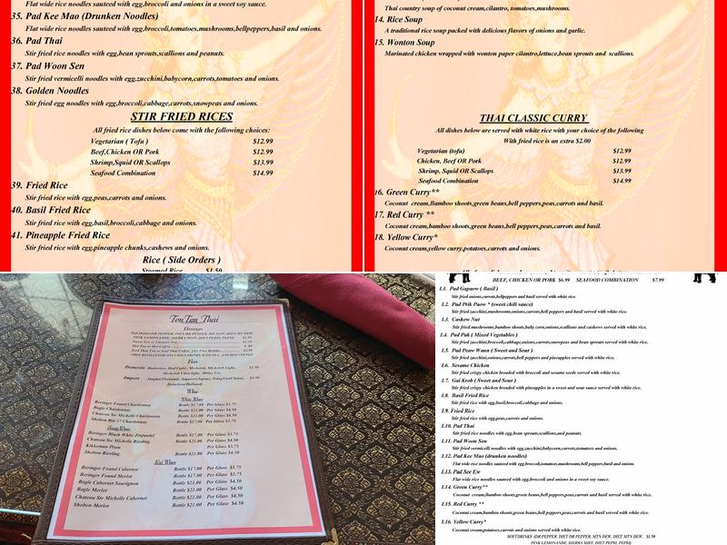 TENTEN Thai Menu