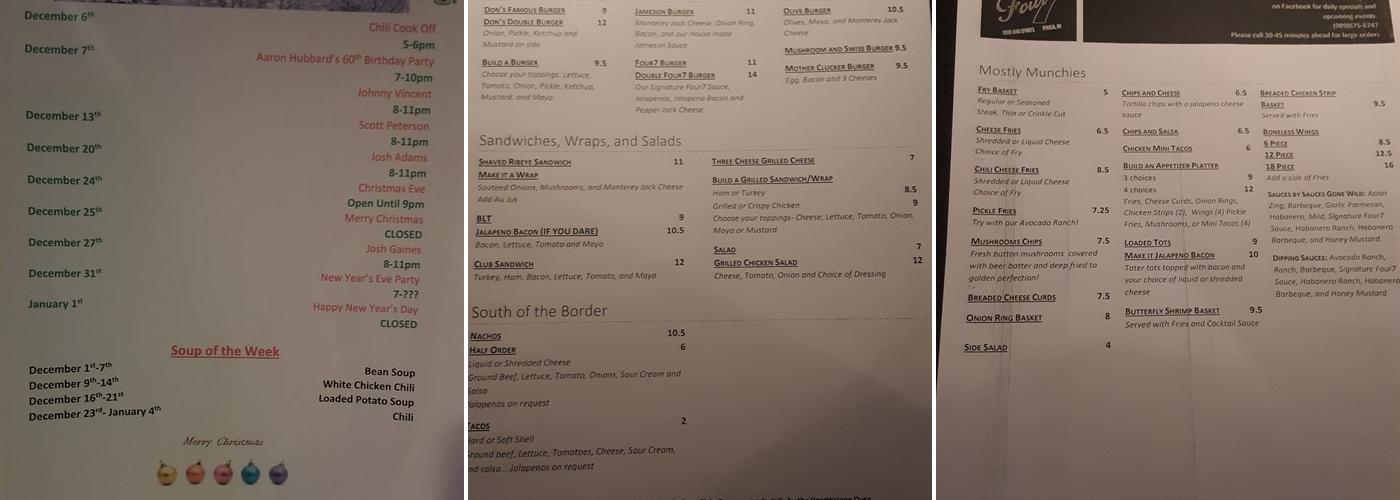 Four7 Menu