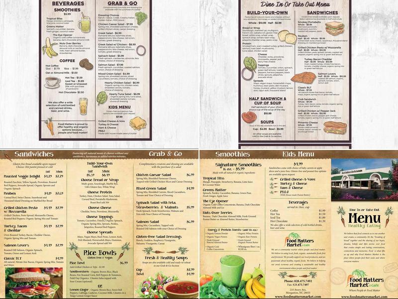 Food Matters Market And Cafe Menu