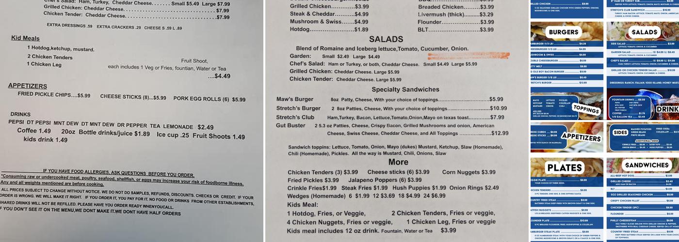Stretch's Cafe Menu
