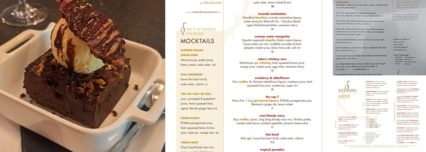 root & vine Menu