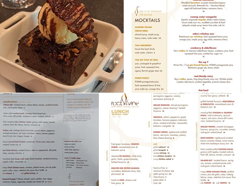 root & vine Menu