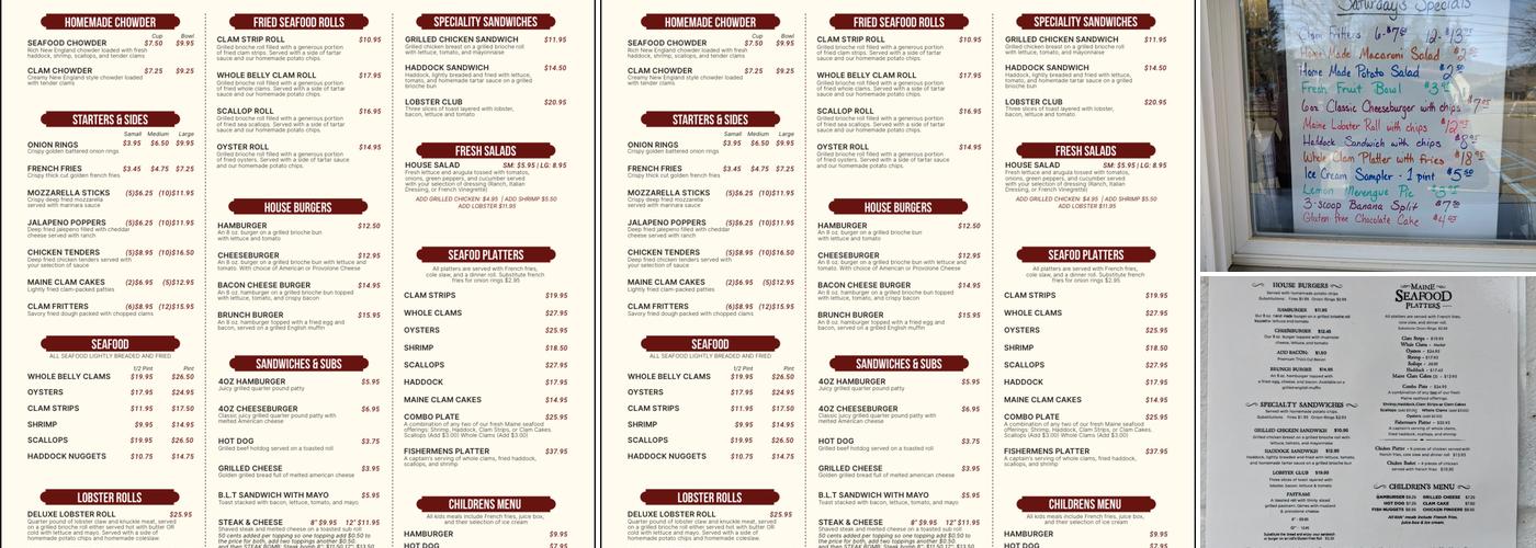 Holland's Maine Attraction Menu