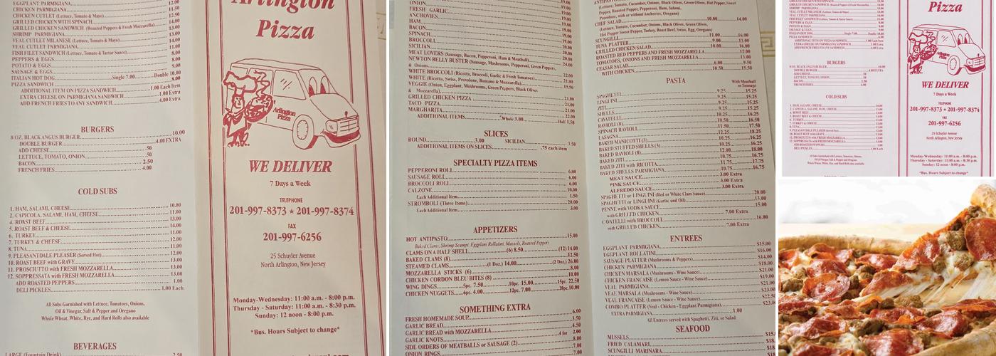 Arlington Pizza Menu