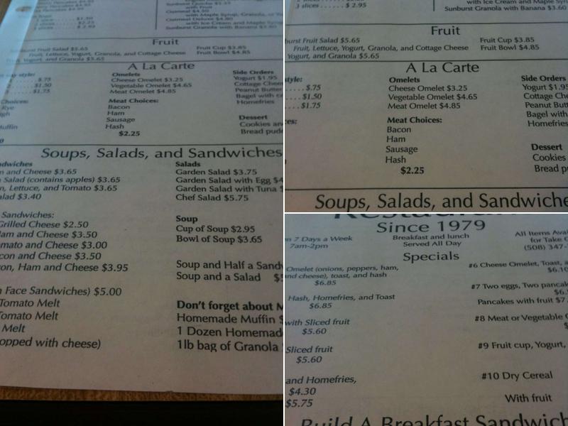 Sunburst Restaurant Menu