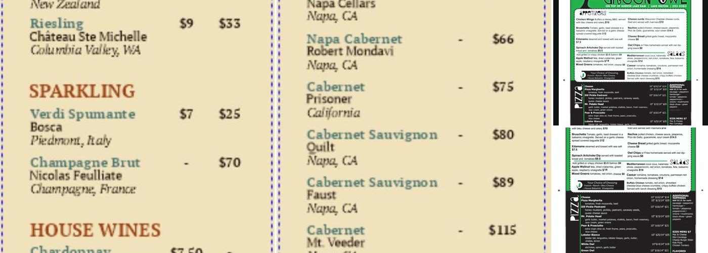 The Green Owl Pizza Menu