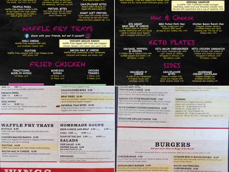 Brat House Grill Menu