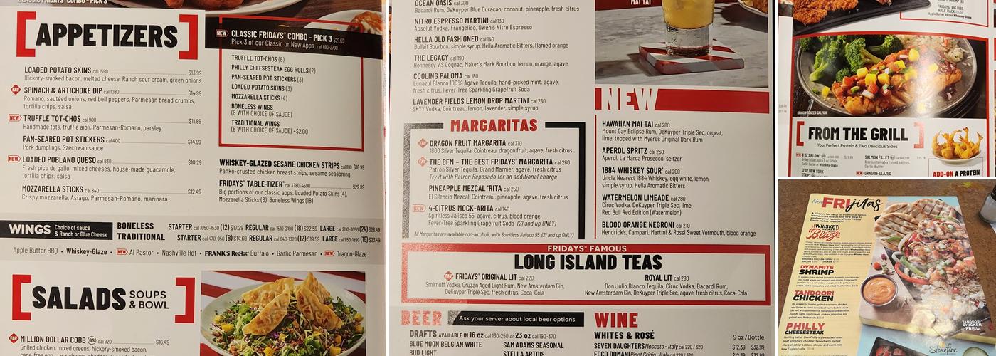TGI Fridays Menu