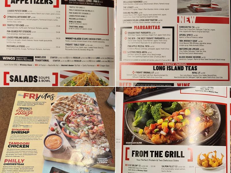 TGI Fridays Menu