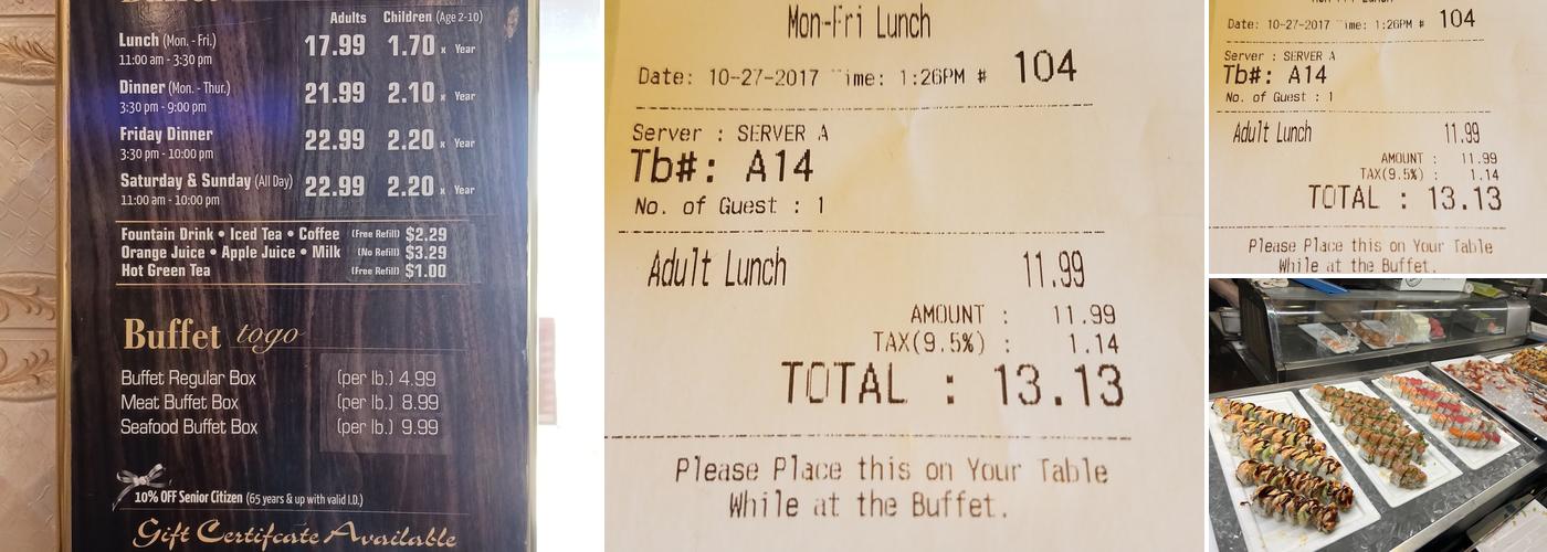 Kami Buffet & Grill Menu