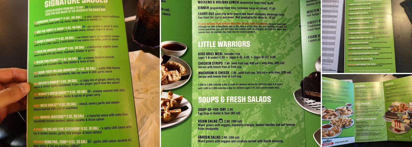 HuHot Mongolian Grill Menu