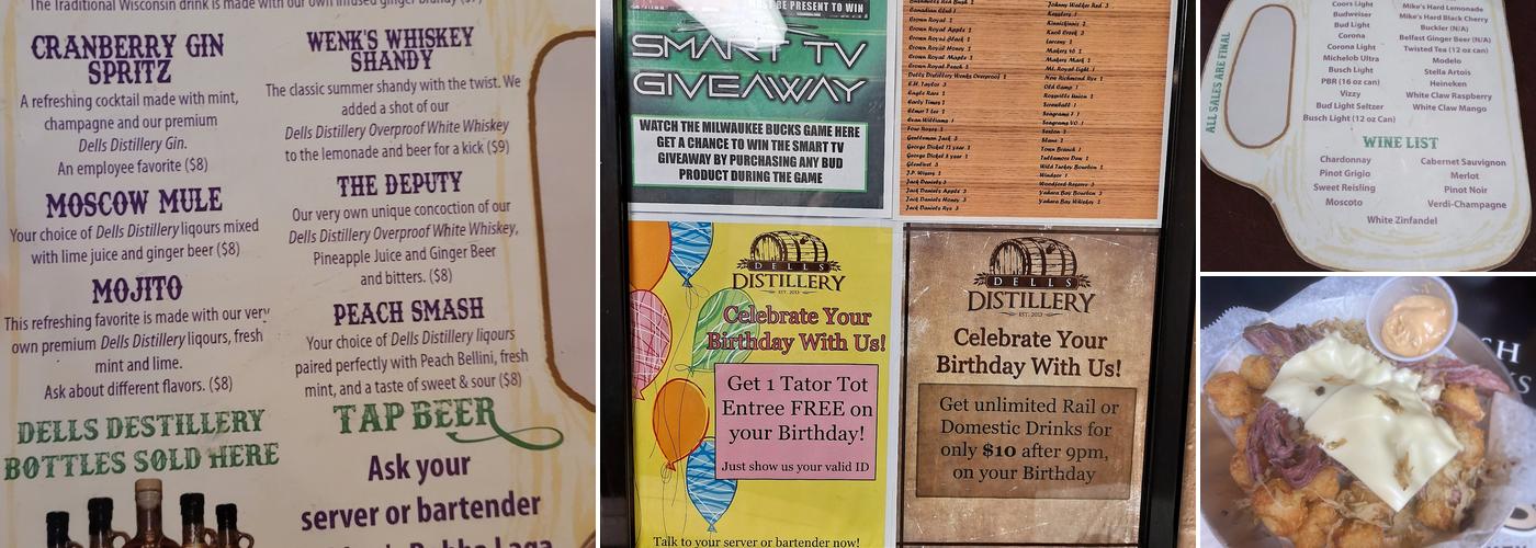 Dells Distillery Menu