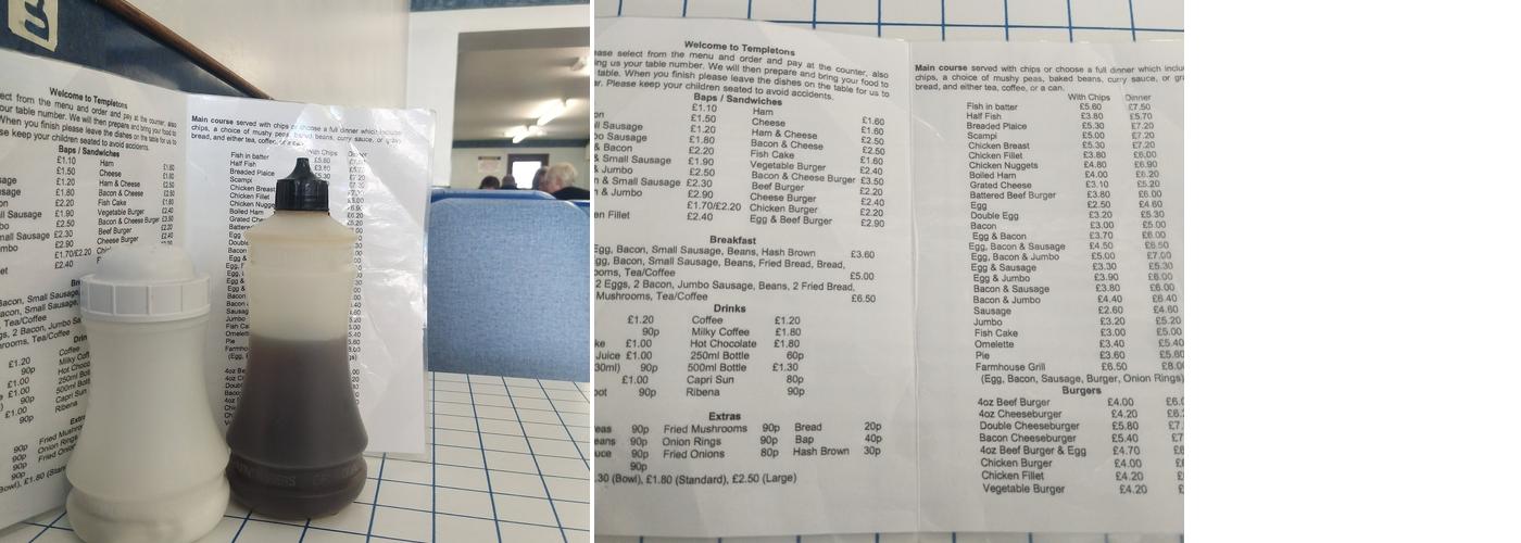 Templetons Menu