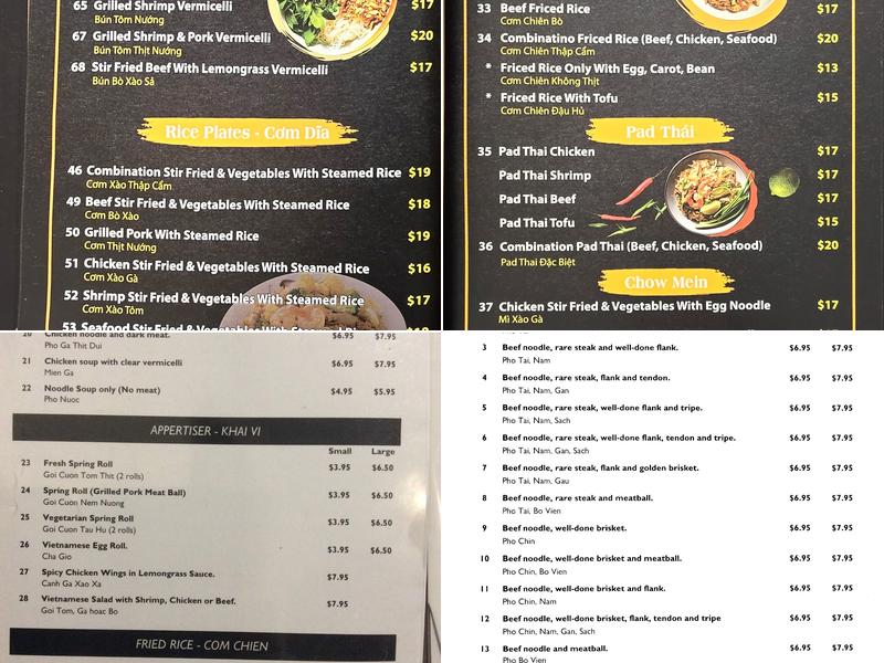 Blue Ginger Pho Menu