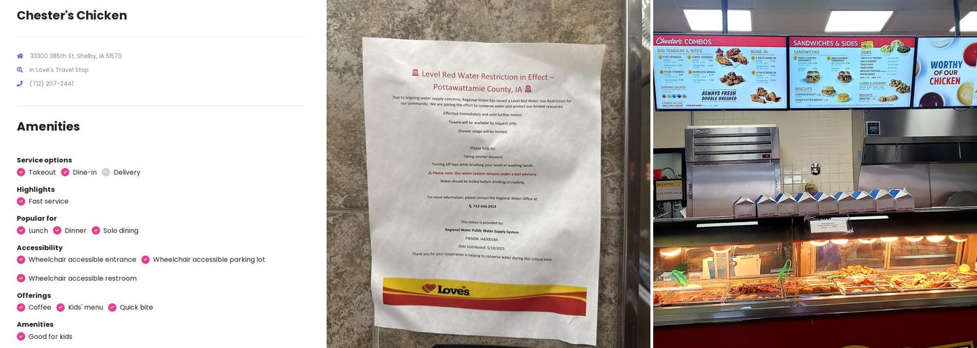 Chester's Chicken Menu