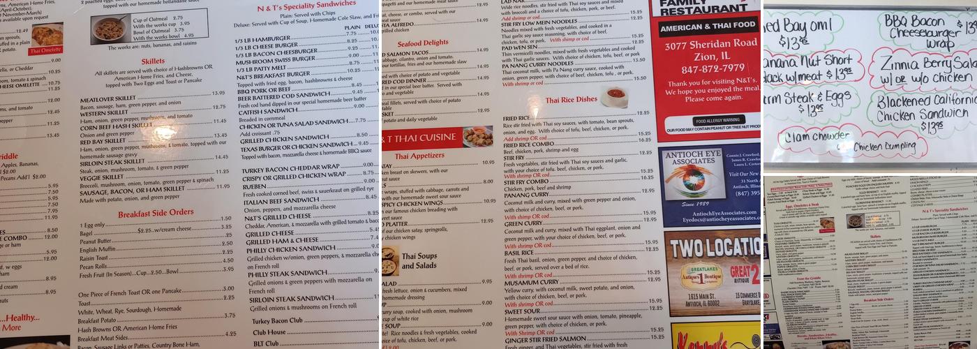 N & T Family Restaurant Menu