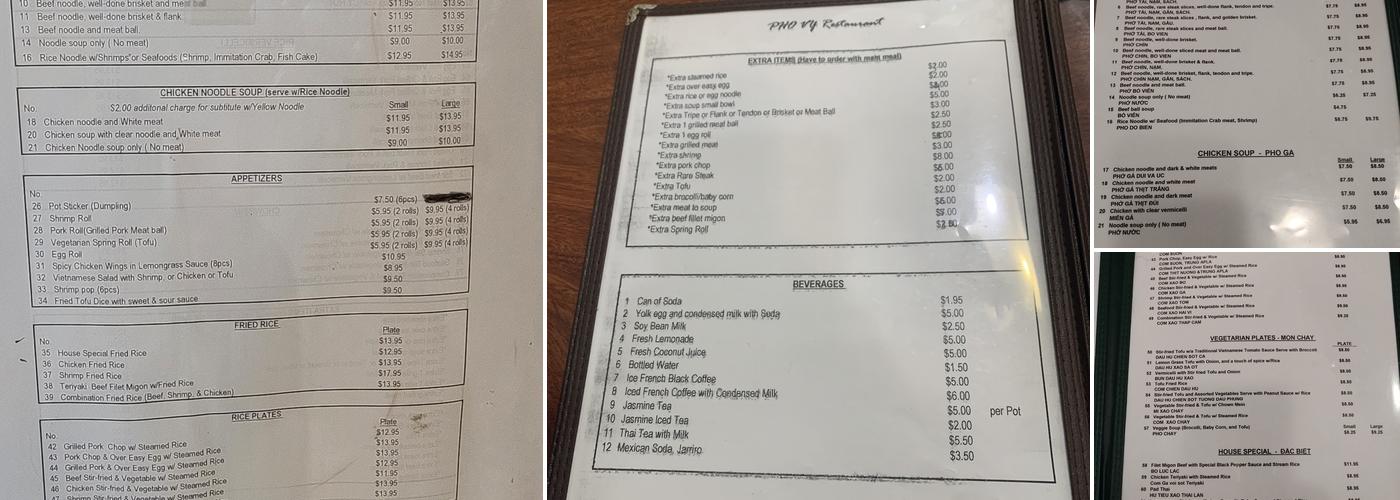 Pho Vy Restaurant Menu