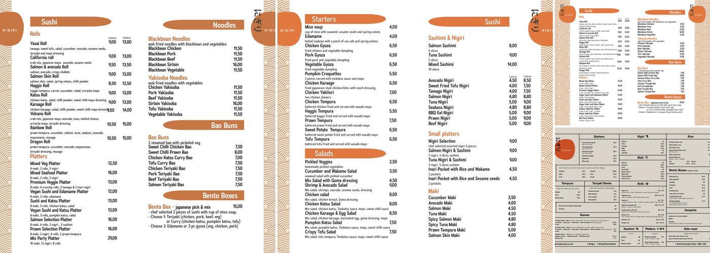 Nigiri - Kirkintilloch Menu
